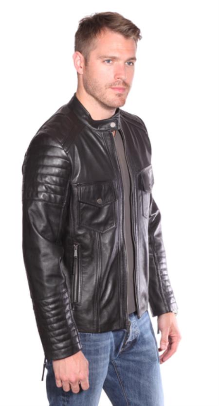 Flynn Leather Quilted Jacket Black