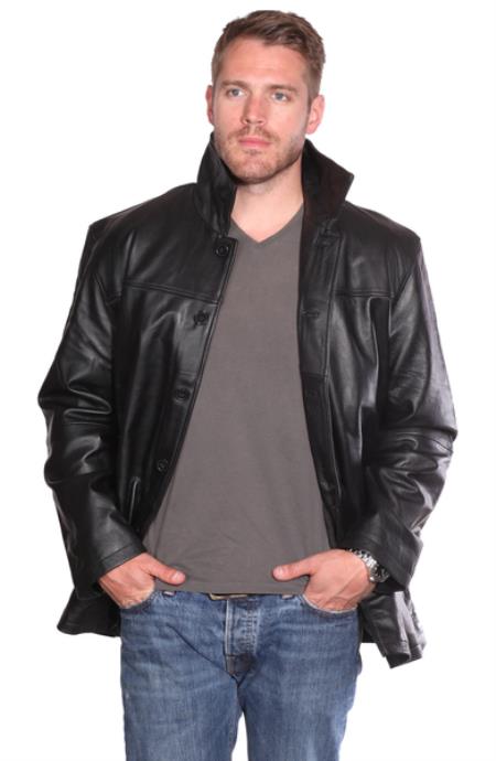 Luckas Leather Carcoat ~ Peacoat Black