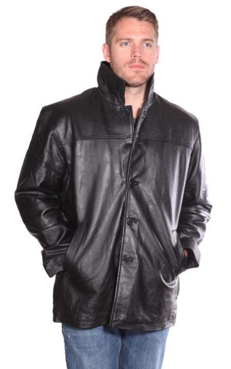 Luckas Leather Carcoat ~ Peacoat Black