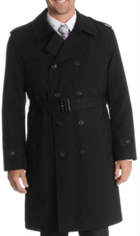 Classic Double Breasted Trench Coat Black Peacoat style r