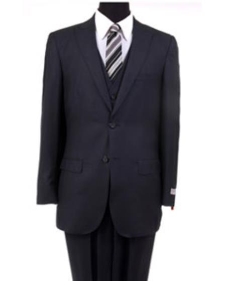 SKU#BK56 Reg:795 on sale $249 Two button Vested 3PC Wool Suit Peak Poi