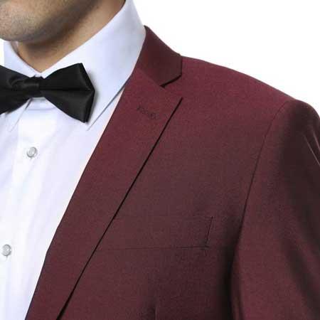 Men's Two Button Classic Notch Lapel Burgundy Slim Fit Suit
