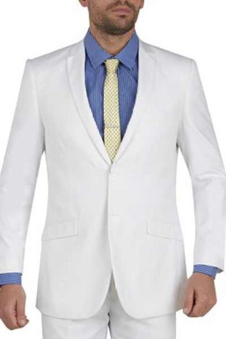 Men's 2 Button White Slim Fit Notch Lapel Suit