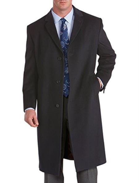 Men's Extra Long Outerwear Coat Available in Black & Charcoa