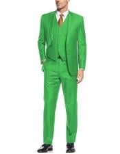  Mens  Lime Green ~ Apple   Vested 3 Piece Suit