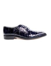  Mens Authentic Genuine Skin Italian Lace Up Navy Fashionable Dress Shoes