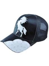  Black Genuine Ostrich Horse Design Baseball Cap