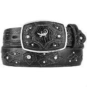  Black Original Caiman Belly Skin Fashion Western Hand Crafted Belt 