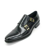  Mens Fashionable Carrucci Calfskin Double Buckles Slip On Style Stylish Dress Loafer