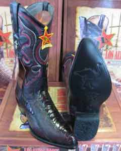  Los Altos Boots Black Cherry Genuine Ostrich Leg Western Cowboy Boot (EE)