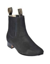  Los Altos Boots Chelsea Charro Botin Black Short Ankle Deer Leather Boot