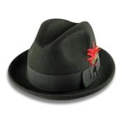  Mens 100% Wool Fedora Trilby Mobster Hat Black