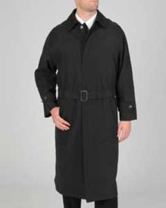  Mens Renny Full-length Belted Raincoat Black 
