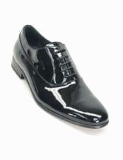  Mens Fashionable Carrucci Lace Up Style Black Patent Black Dress Shoe -