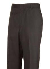  Black Striped Plain Front Dress Pants