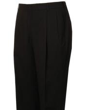  Mens Stylish Pleated Black Atticus Classic Fit Wool Pant unhemmed unfinished bottom