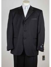  Mens Black Polyester 3 Button  Suit