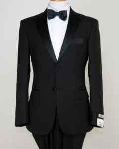  Mens Classic Black Two Button Tuxedos - Wool