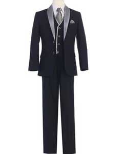  Black Two button Boys Kids Sizes Shawl Lapel Vest Suit Perfect for