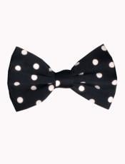  Black and White Polyester Polka Dot Pattern Bowtie