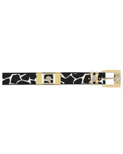  Black White Tiger Pattern Design Genuine Stingray w/ Rhinestone/Plated Brackets Belt 
