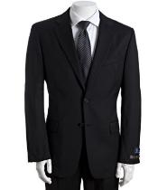  Mens Black Super 120s Wool 2-Button Suit With Single Pleated Pants 