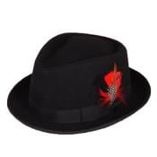  Black Wool Fedora Hat 