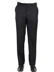  Black Mens Wool Front Front Modern Fit Pant - Cheap Priced Dress
