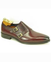  Mens Double Buckle Style Ox-Blood Leather Fashionable Carrucci Shoes