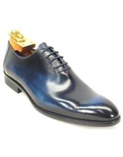  Carrucci Mens Laceup Style Cobalt Blue Genuine Calfskin Leather Teal Dress Shoe