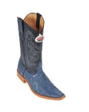  Blue Jean Ostrich Cowboy Boots - Botas De Avestruz