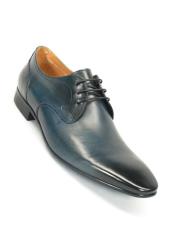  Carrucci Blue Lace Up Style Leather Lining Teal Dress Shoe Oxford Shoes