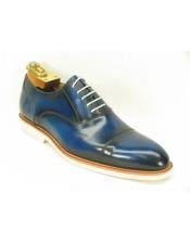  Mens Fashionable Carrucci Blue Teal Dress Shoe Genuine Leather Oxford Shoes With
