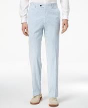  Mens Blue/White Slim Fit Stretch seersucker ~ sear sucker Suit Flat Front