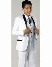  Boys 1 Button Closure Shawl Lapel Fashion Two Tone Design White/Black 3