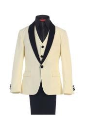  Classic Boys Kids Sizes Fit Ivory 1 Button Suede Shawl Lapel Suit