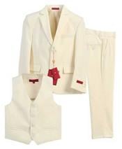  Formal 3 Piece Notch Lapel Off White Vested Suit With Pants Set