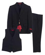  3 Piece Notch Lapel Single Breasted Black Vest Formal Suit With Pants Set