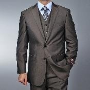 Fiorelli Mens Brown Teakweave 2-button Vested three piece suit 