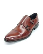  Mens Fashionable Carrucci Brown Calfskin Double Buckles Slip On Style Stylish Dress