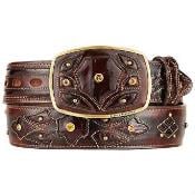  Mens Burnished Brown Original Eel Skin Fashion Western Hand Crafted Belt 
