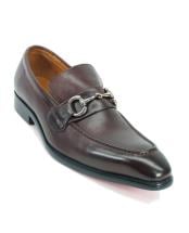  Mens Fashionable Carrucci Slip On Brown Leather Style Shoe With Silver Buckle