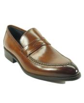  Carrucci Mens Brown Genuine Moccasin Leather Slip On Shoes
