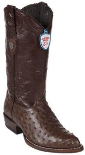  Wild West Brown Full Quill Ostrich Cowboy Boots - Botas De Avestruz