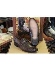  Mens Slip On Stylish Dress Loafer Genuine Crocodile Los Altos Shoes Brown