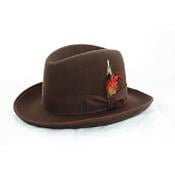  Mens Dress Hat Mens Godfather Brown 100% Wool Homburg Dress Hat 4201