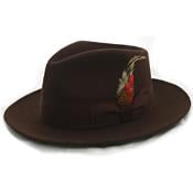  Brown Wool Banded Fedora Hat 