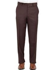  Mantoni Brown Mens Modern Fit Wool Front Front Pant - Cheap Priced