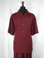  Burgundy ~ Wine ~ Maroon Color 5 Buttons Single Short Sleeve Casual
