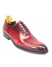  Carrucci Mens Lace Up Style Genuine Calfskin Leather Oxford Shoes Maroon Dress